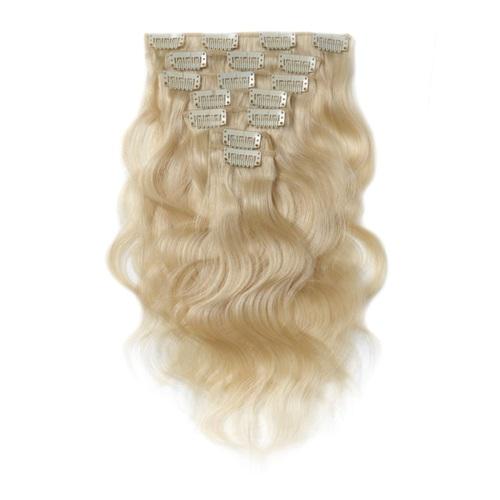 16 26 Inch Clip In Remy Hair Extensions Body Wave 613 Blonde