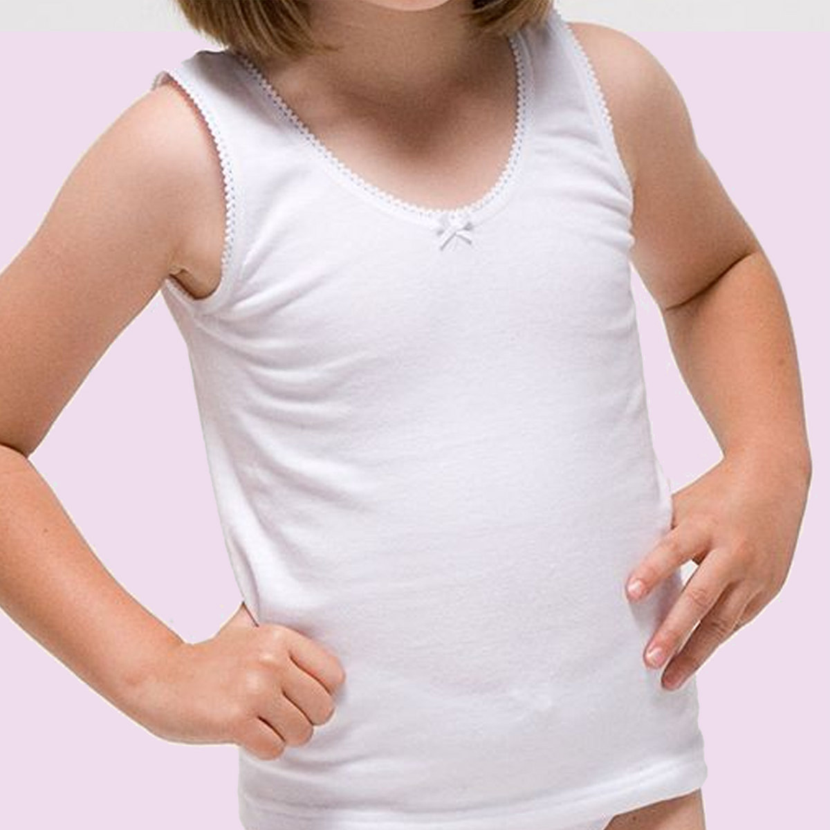 Posibilidades Perforar mueble Evalerina - Camiseta interior infantil blanca – Evalerina Oficial