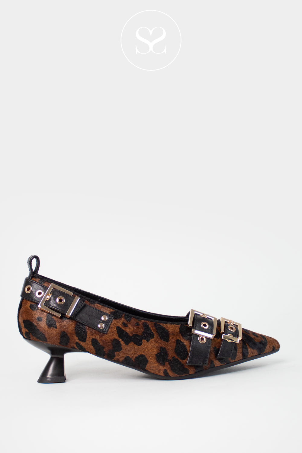 LODI LEOPARD PRINT KITTEN HEEL COURT WITH BUCKLES - A-ROMULO-P