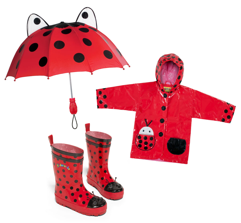 Western Chief Kids Ladybug Rain Boot and Umbrella Set Red Size 11/12 
