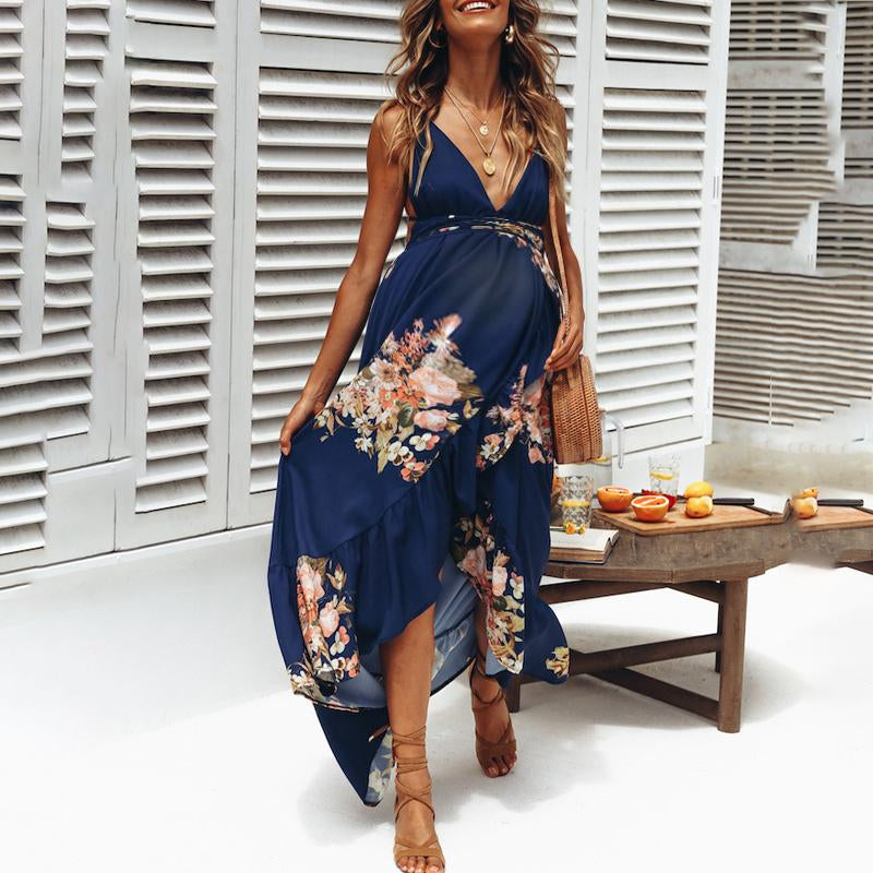 spaghetti strap maternity maxi dress