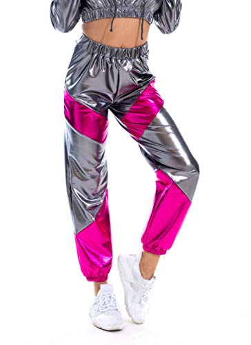Womens Shiny Metallic High Waist Stretchy Jogger Pants, Wet Look Hip H –  Divahotcouture