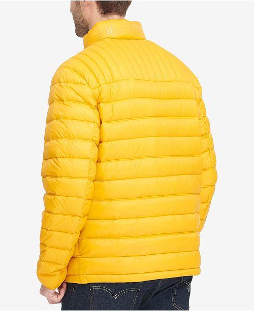 men's down quilted packable logo jacket