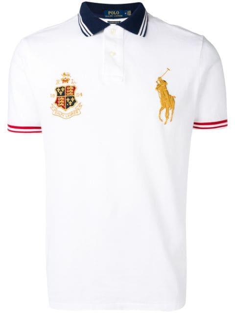 white and gold ralph lauren polo shirt