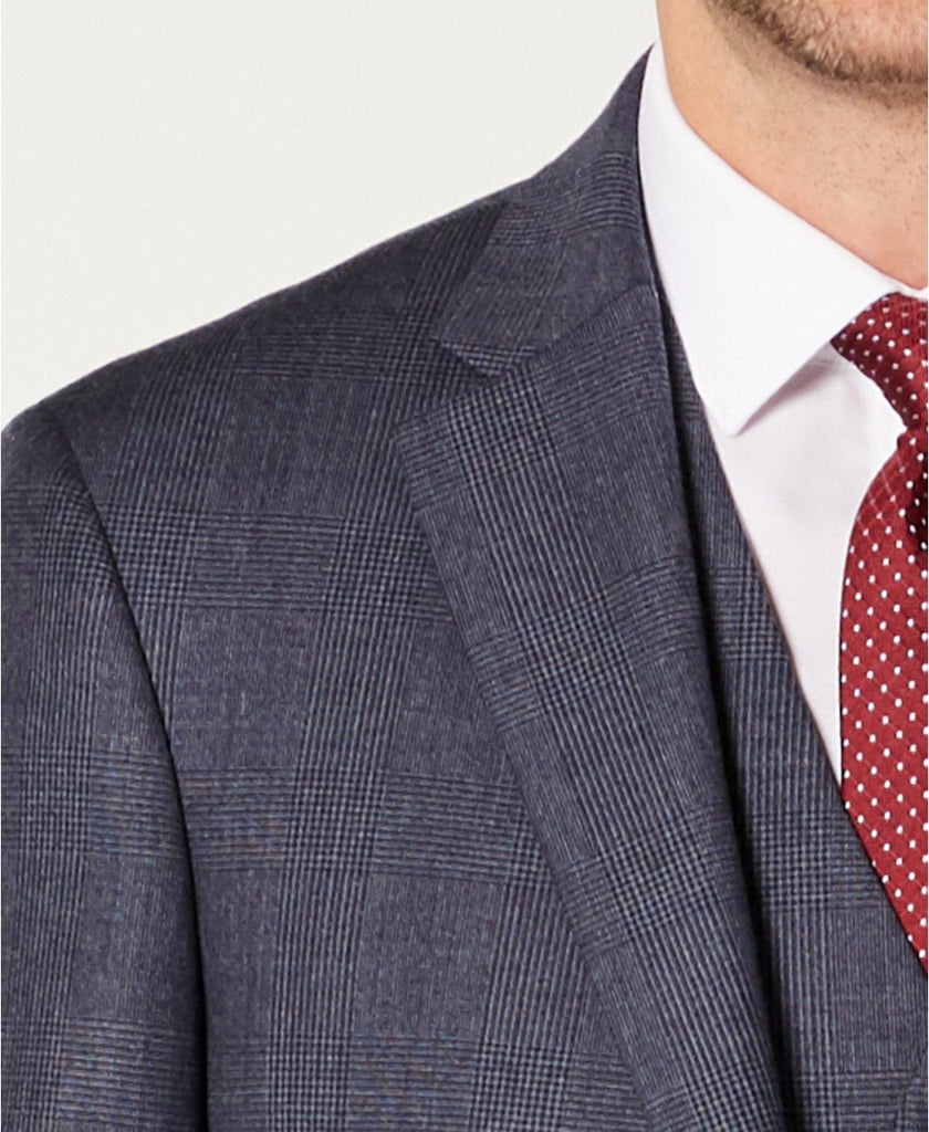 tommy hilfiger blue plaid suit