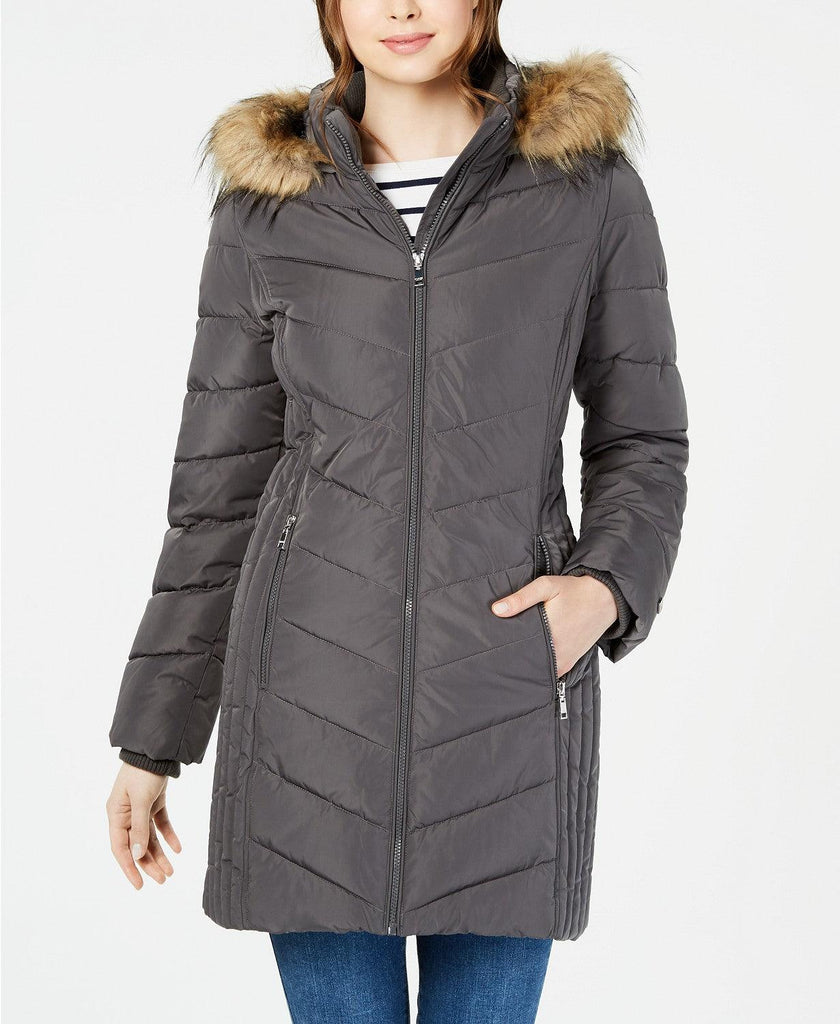 tommy hilfiger chevron quilted puffer coat