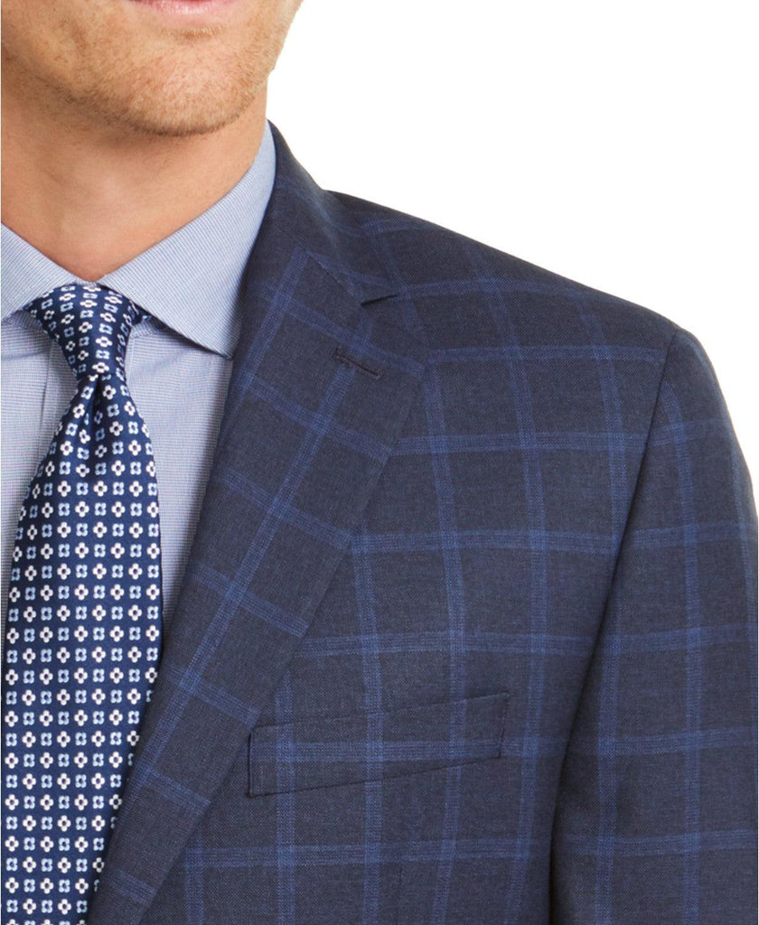 mk men's classic fit blue check sport coat