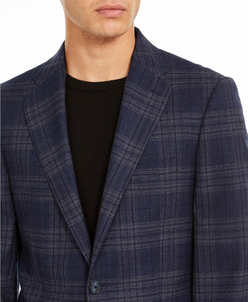 calvin klein blue plaid slim fit sport coat