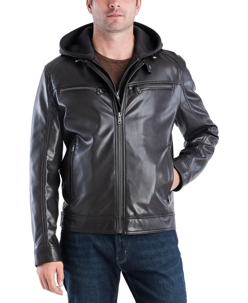 michael kors leather hooded jacket