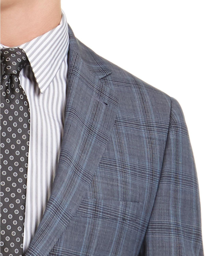 calvin klein blue plaid suit