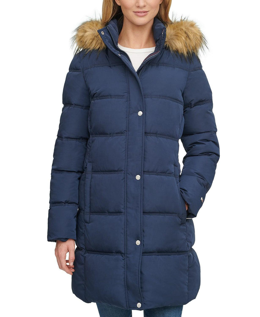 tommy hilfiger faux fur hood puffer coat