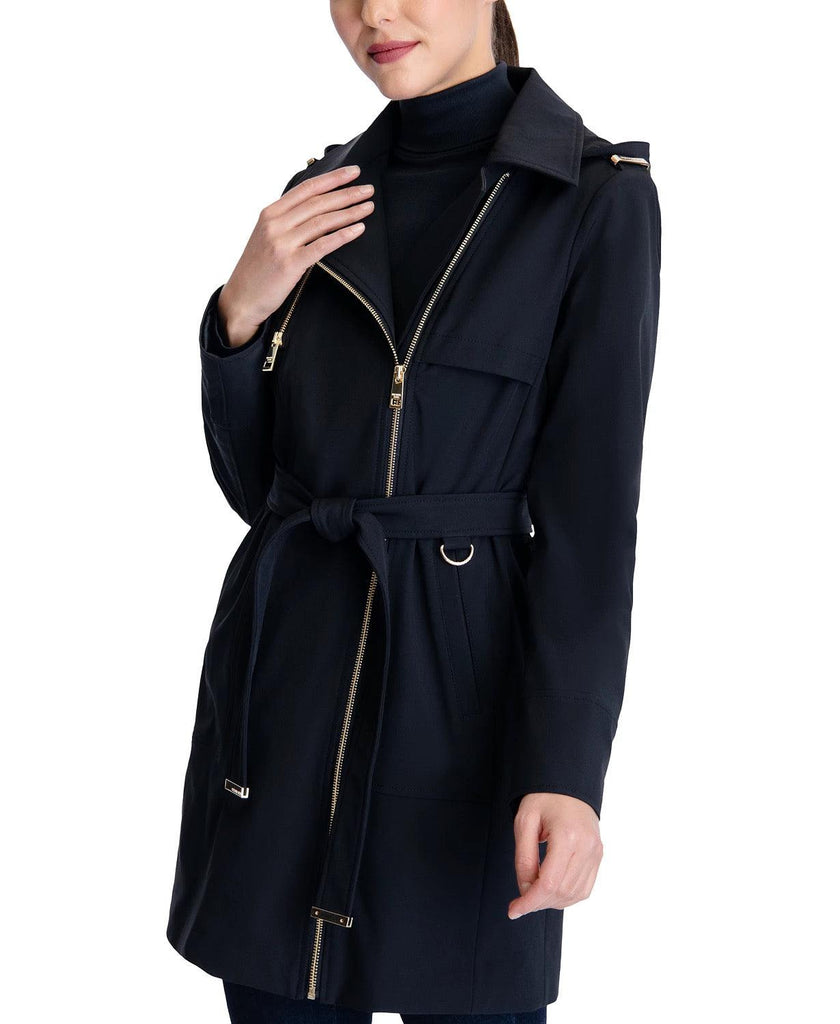 michael kors asymmetrical hooded raincoat