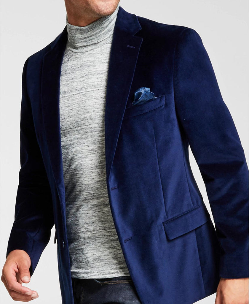 mens blue velvet sport coat