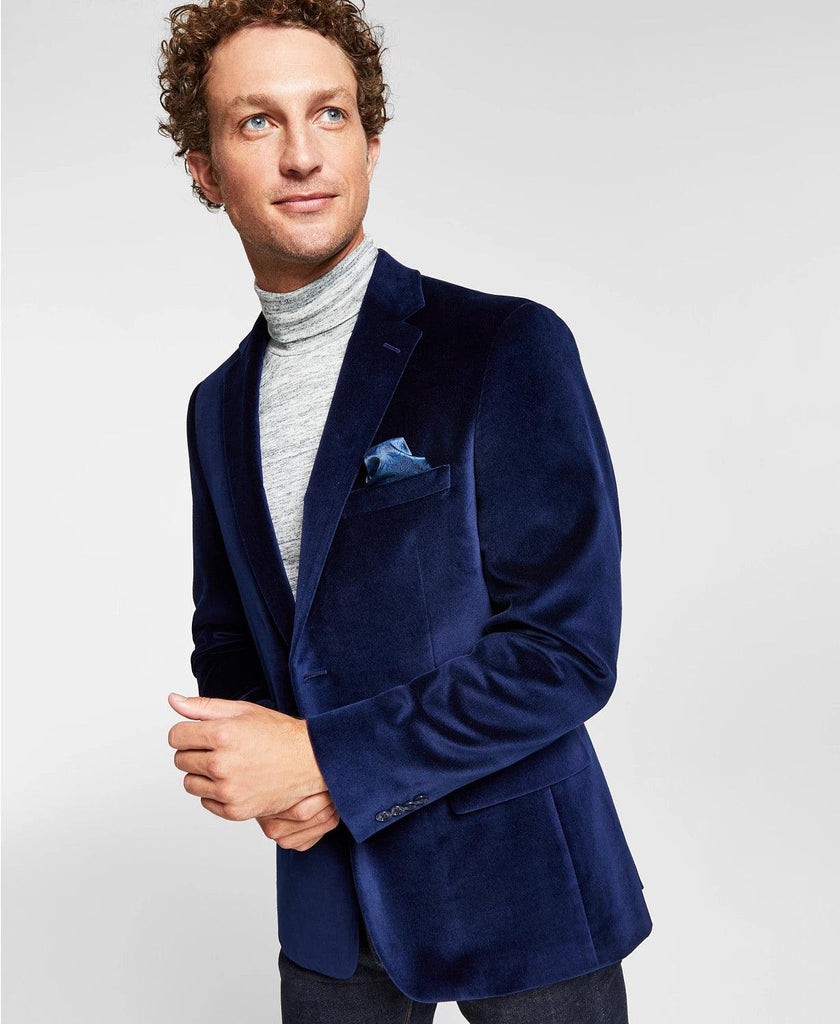 mens blue velvet sport coat