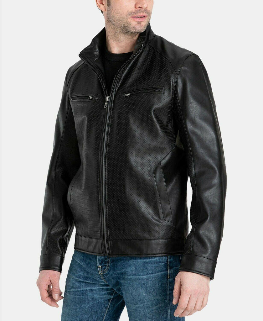 michael kors men's perforated leather moto jacket