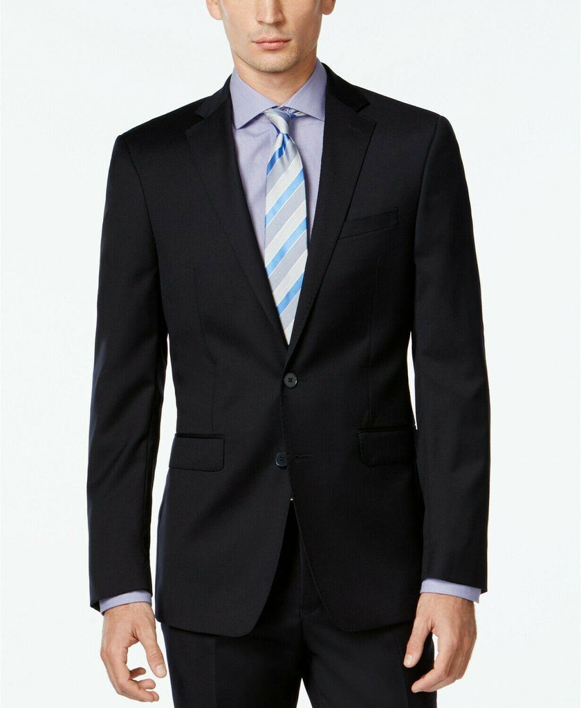 calvin klein navy solid slim x fit suit