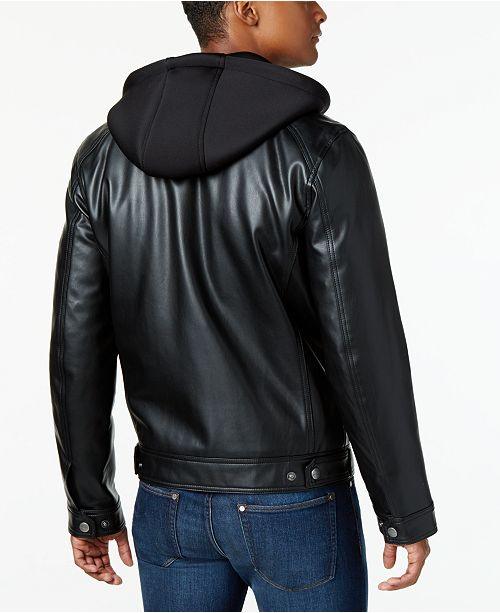 michael kors leather hooded jacket