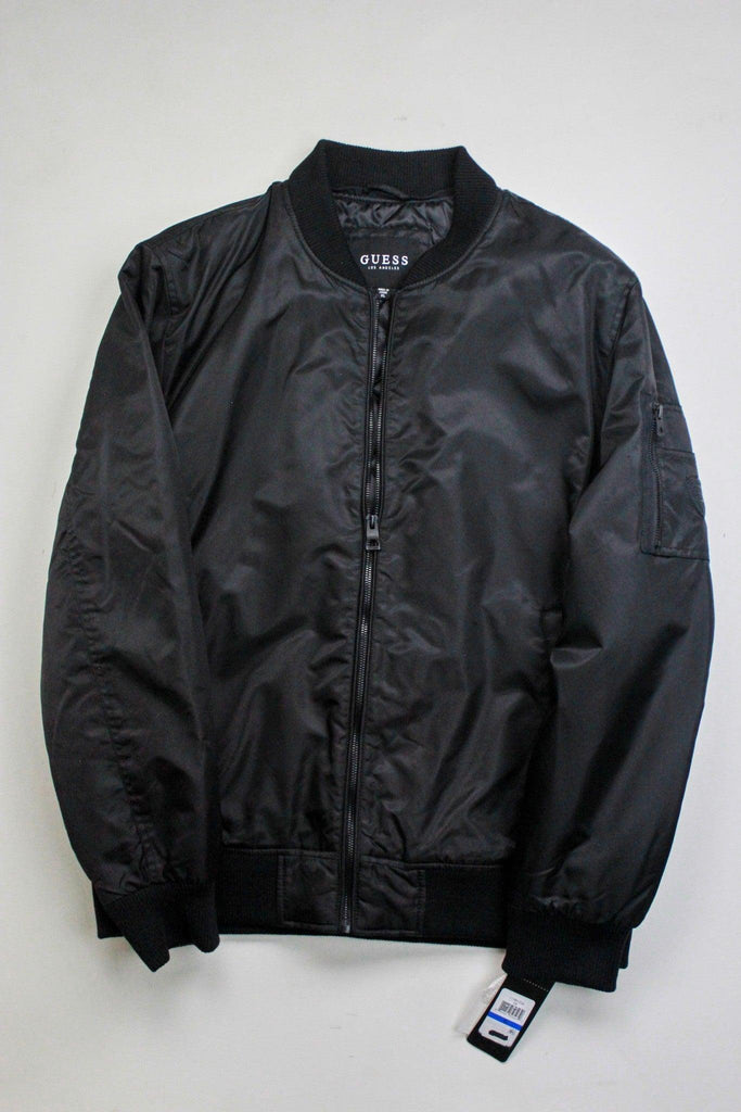 black guess bomber jacket