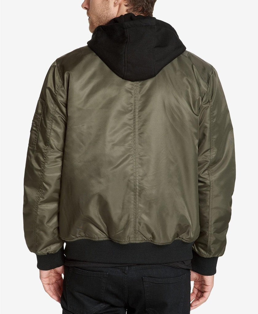 guess men's bomber jacket with removable hooded inset