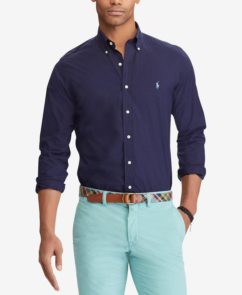 ralph lauren navy poplin shirt