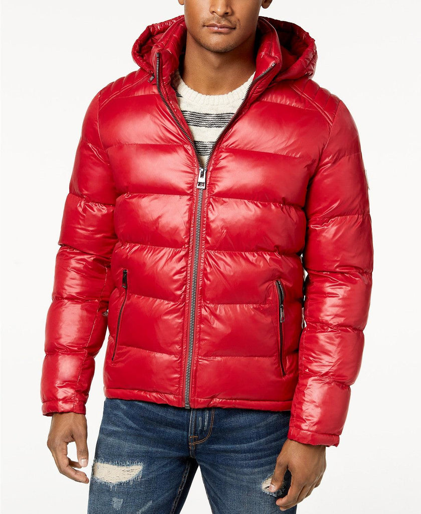 guess hooded puffer jacket