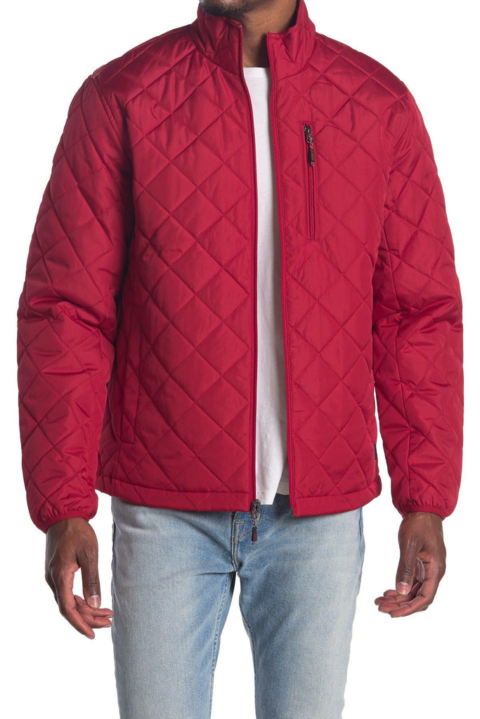 red diamond quilted jacket