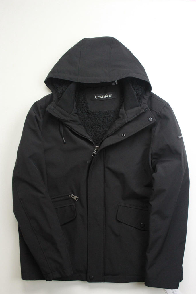 calvin klein soft shell hooded jacket