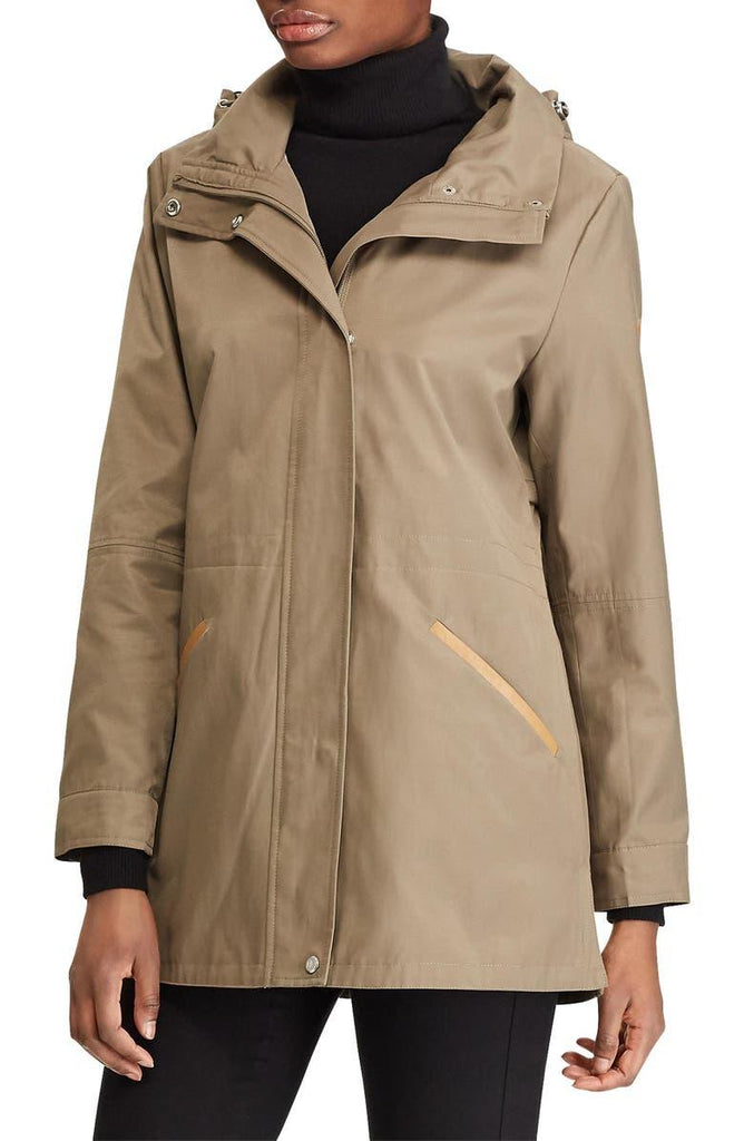 lauren ralph lauren stowaway hood drawstring waist anorak