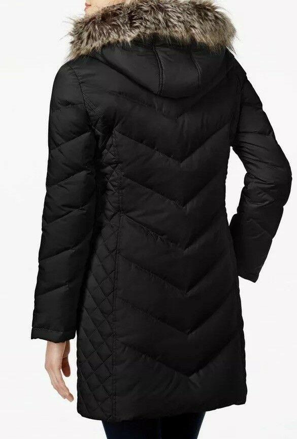 kenneth cole down faux fur collar & hood coat