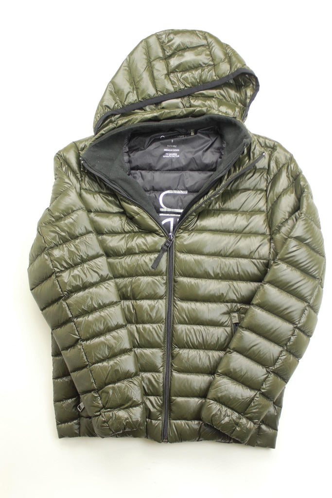 calvin klein packable down hooded jacket