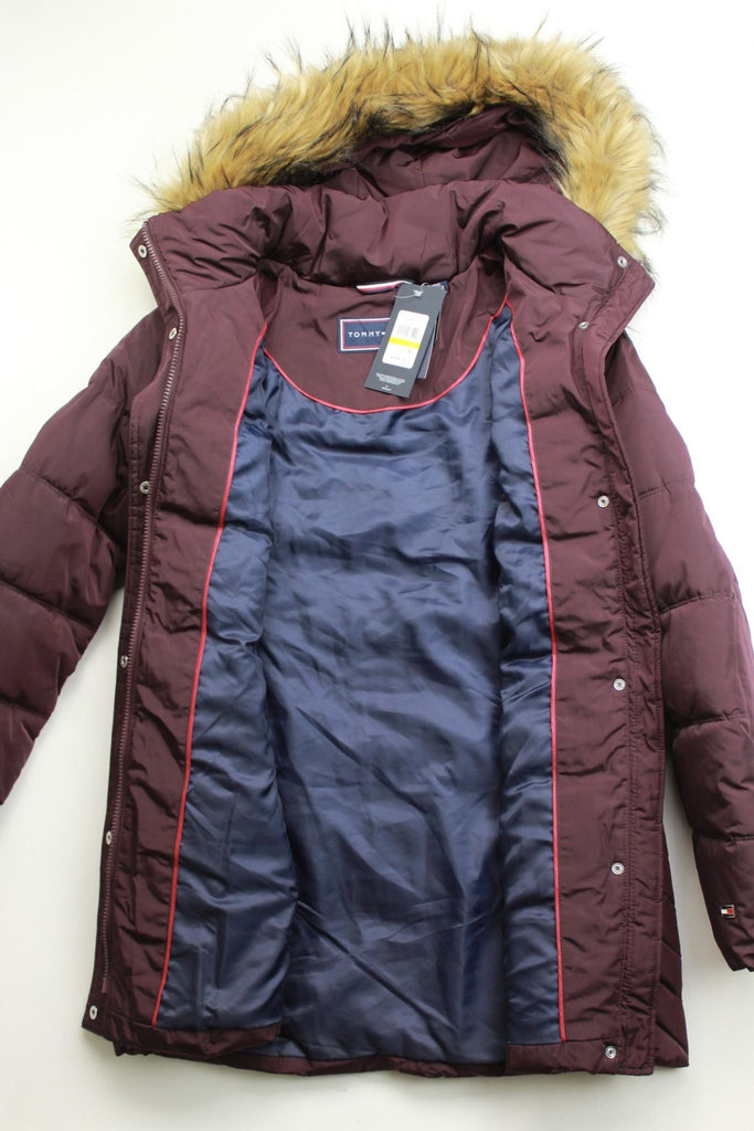 tommy hilfiger burgundy coat