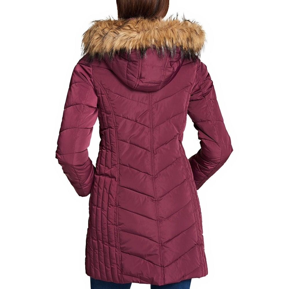 tommy hilfiger chevron quilted puffer coat