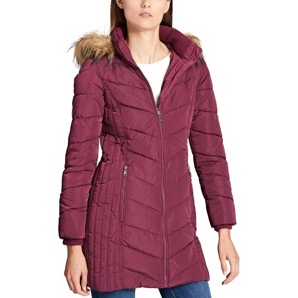 tommy hilfiger chevron quilted puffer coat