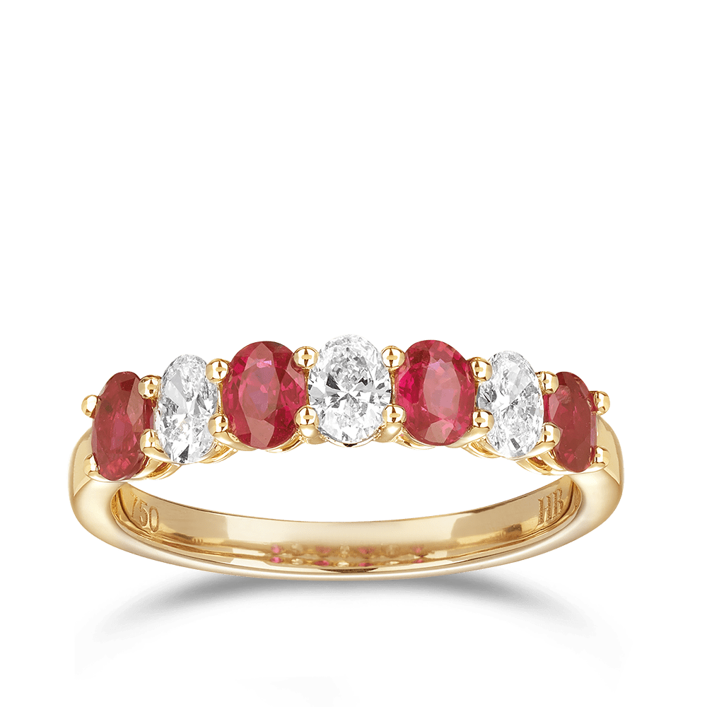 Oval Cut Ruby And Diamond Ring In 18ct Yellow Gold Hardy Brothers