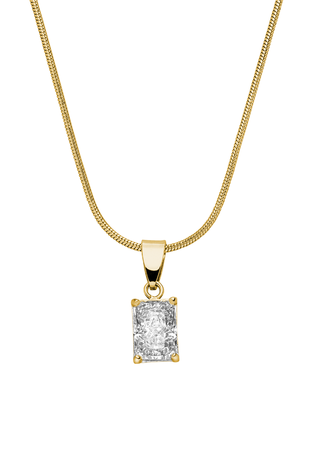 Baguette Stone Necklace 14K Gold Plated