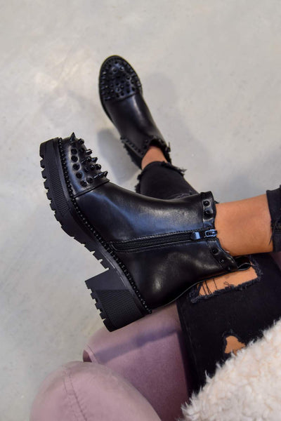 spike studded chelsea ankle boots