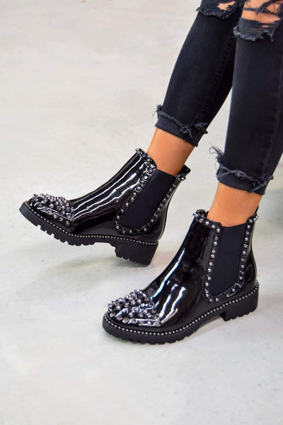 spike studded chelsea ankle boots