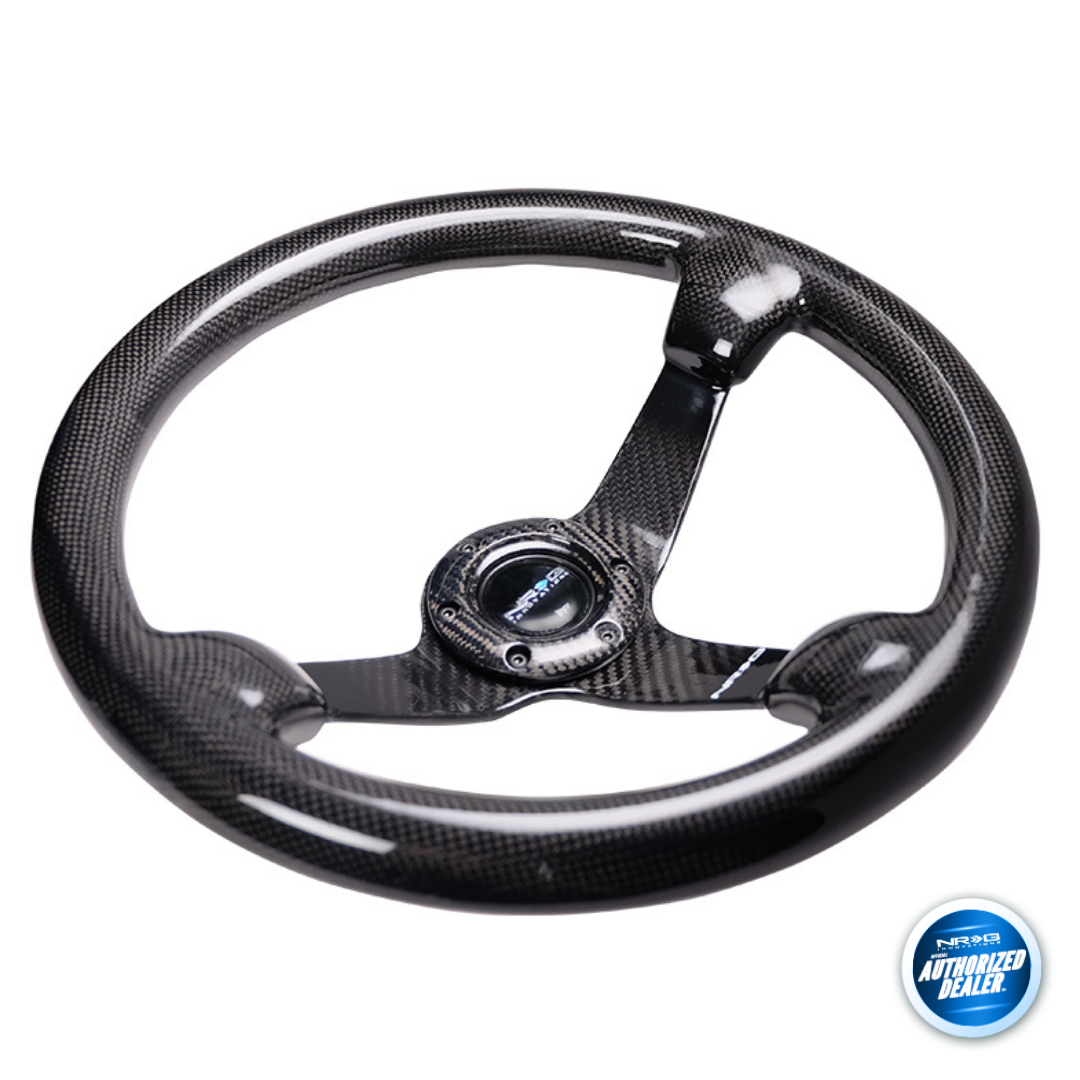 NRG Innovations ST-013CFBK Carbon Fiber Steering Wheel 350mm Black Oval Shape 