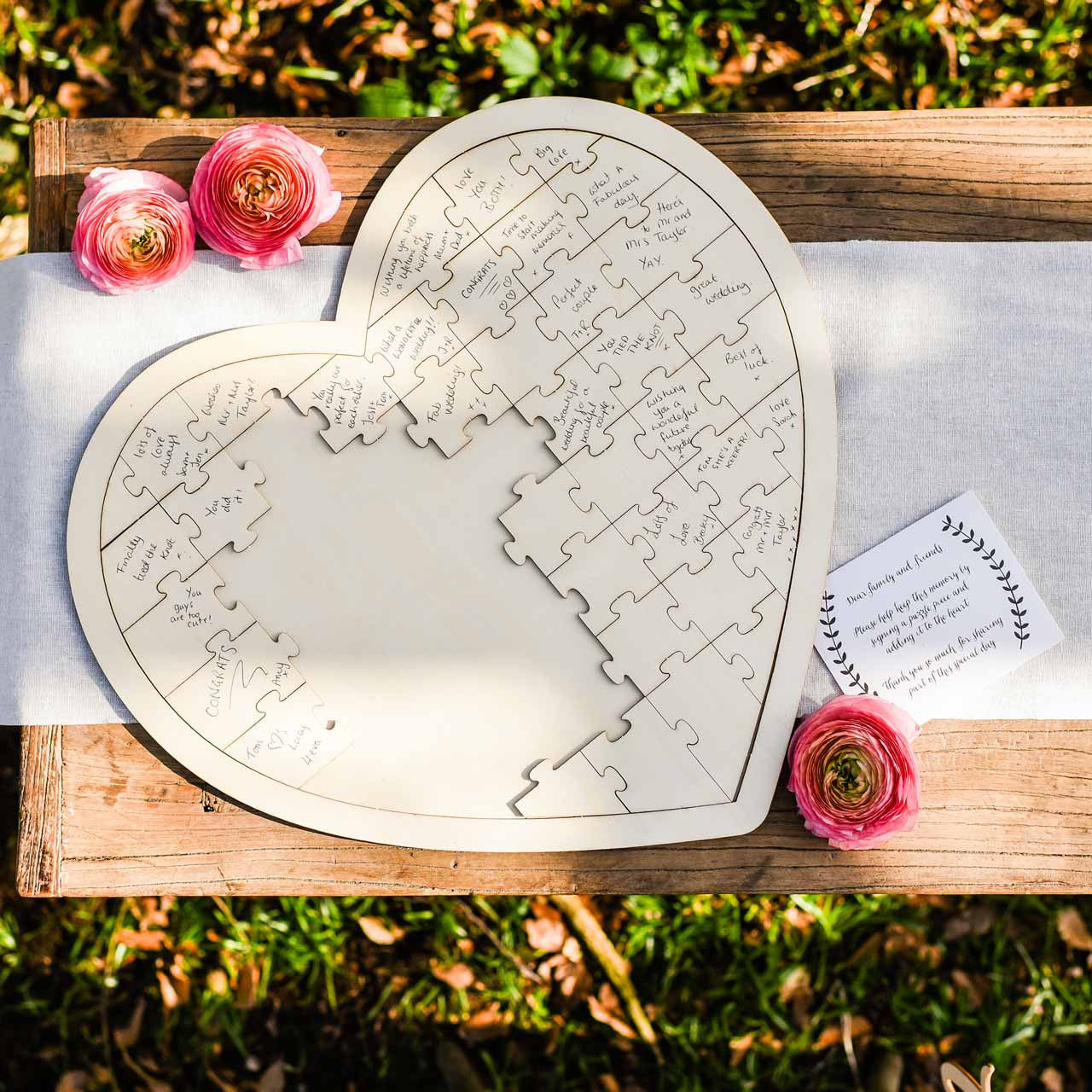 Wooden Heart Jigsaw Puzzle Wedding Guest Book The Wedding of My Dreams