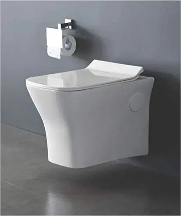 B Backline Ceramic Wall Hung or Wall Mounted Water Closet Western Commode Toilet with Soft Seat Cover White