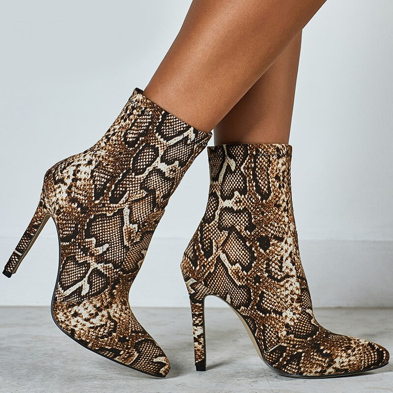 snake print booties size 11