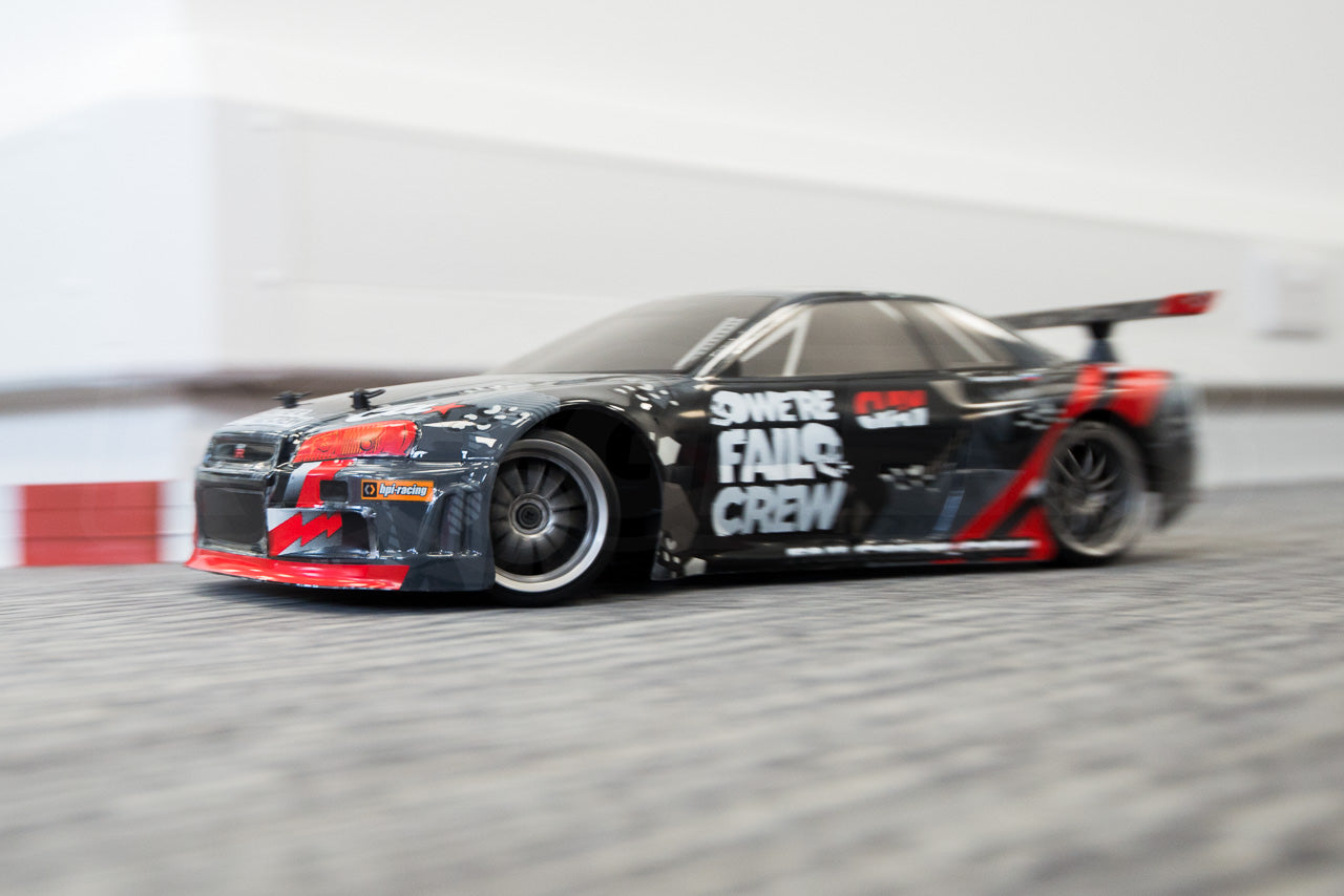 HPI Racing E10 Drift Nissan GT-R R34 Review indoor drifting blur speed