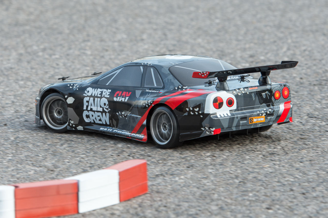 HPI Racing E10 Drift Nissan GT-R R34 Review outdoor drift missing barrier