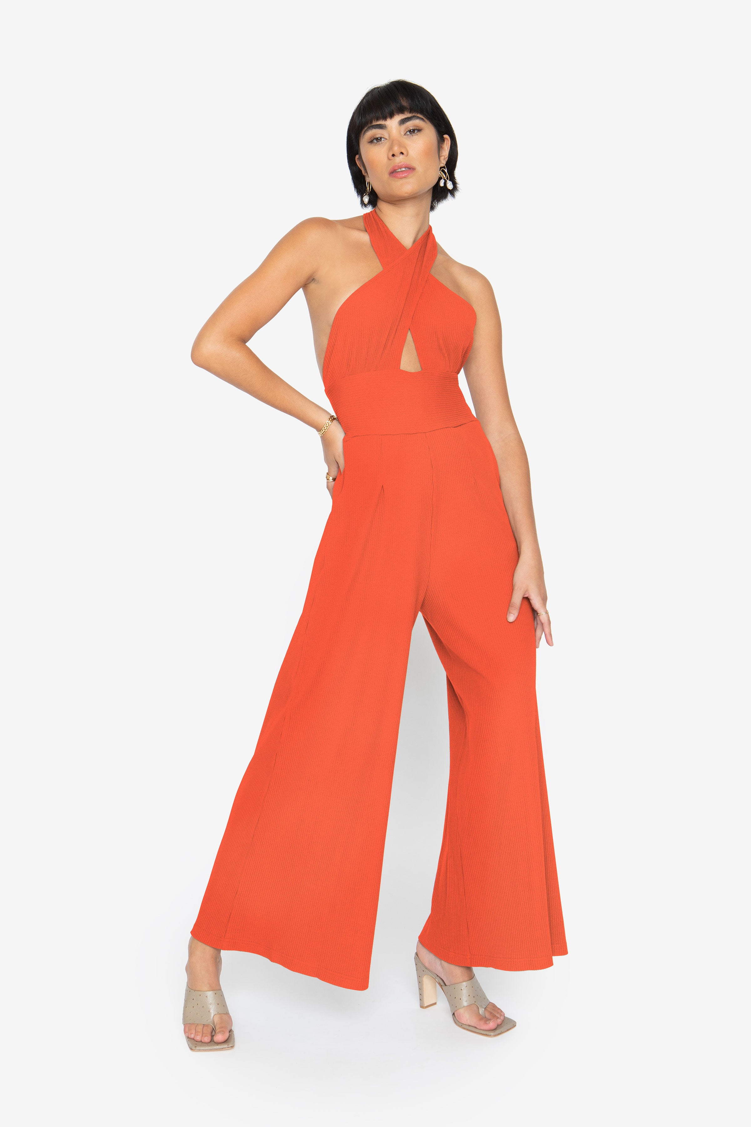 sleek and sultry halter jumpsuit