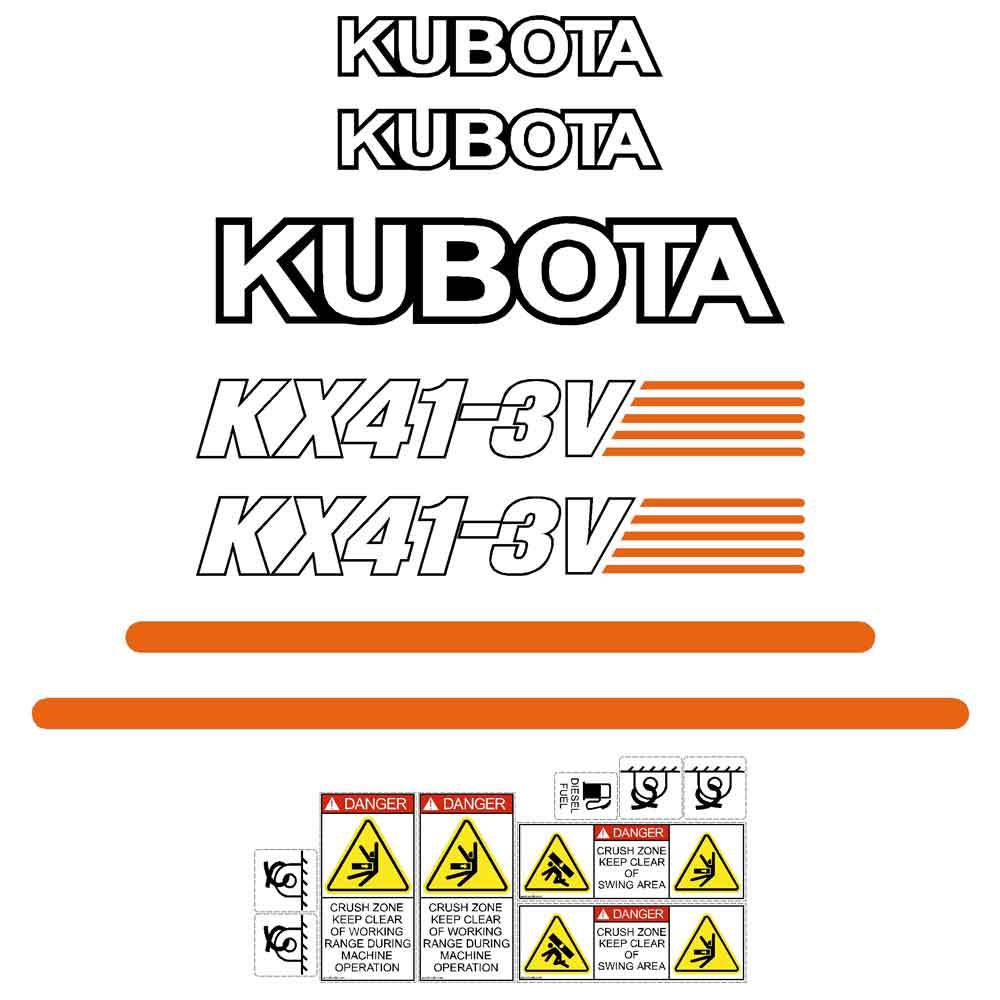 Kubota Kx41 3v Mini Excavator Decal Set Sticker Kit Acedecals 