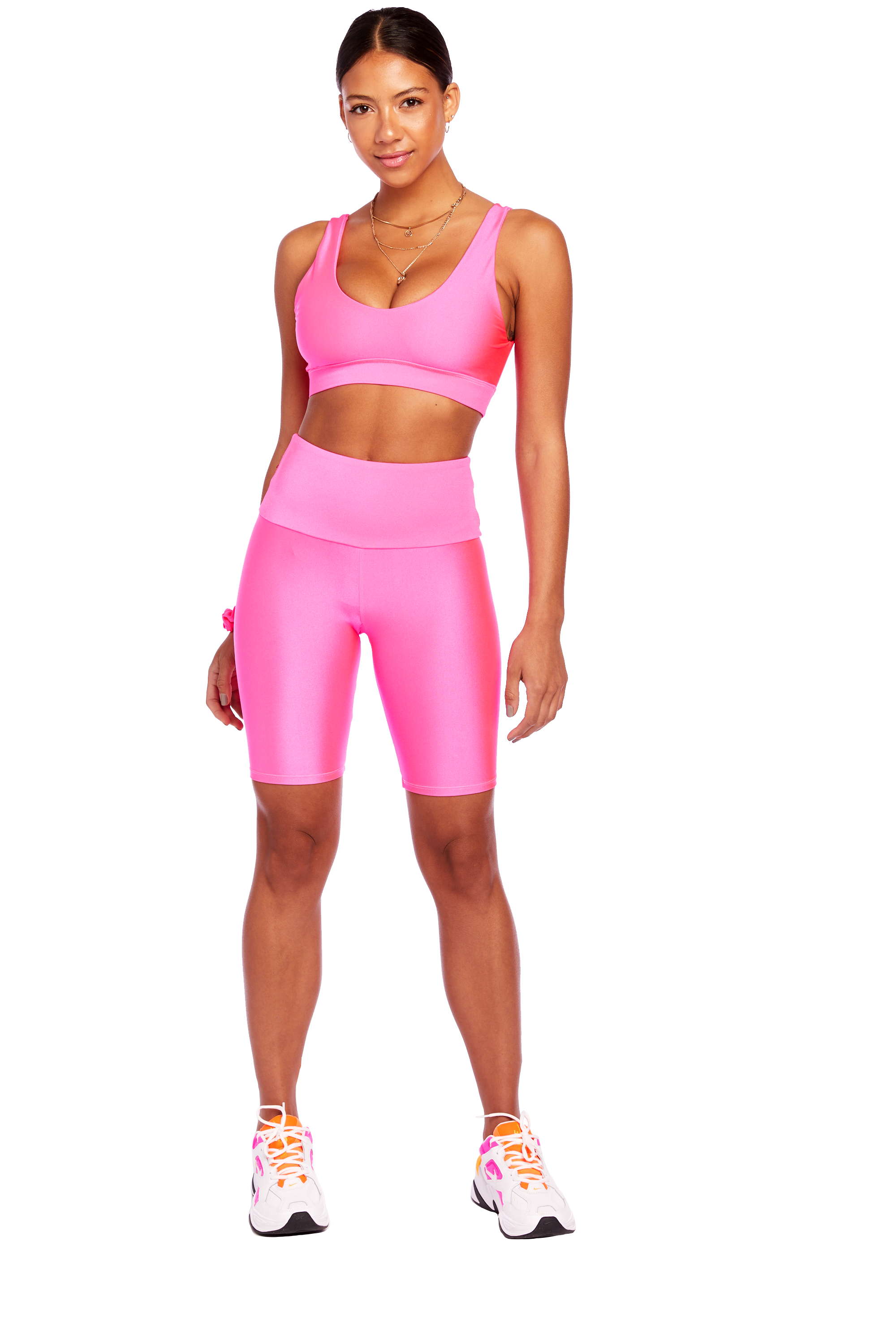 neon pink biker shorts