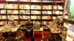 Wendy is reading The Gingerbread Man Kamishibai at Waterstones in Chiswick, London