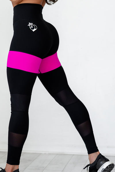 Booty Legging - Black with Pink 