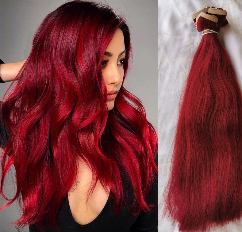 22'' Straight Double Drawn (A++) Vietnamese Human Hair weft Red colors
