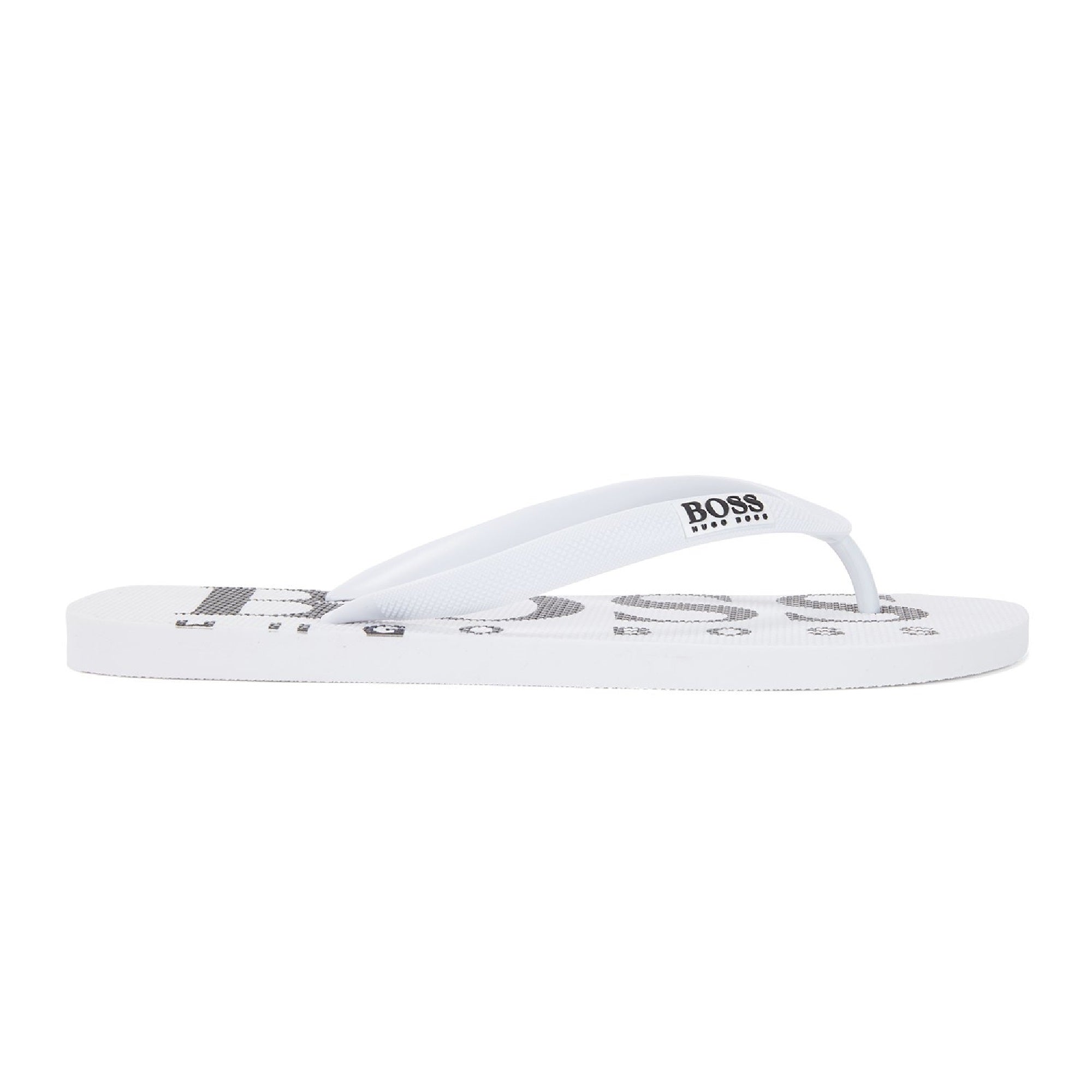 white hugo boss flip flops